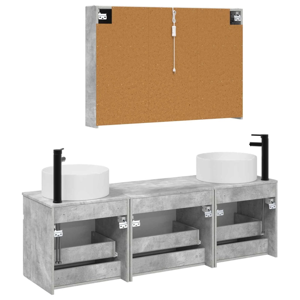 Set di Armadi da Bagno 4 pz Grigio Cemento Legno ingegnerizzato 3406666