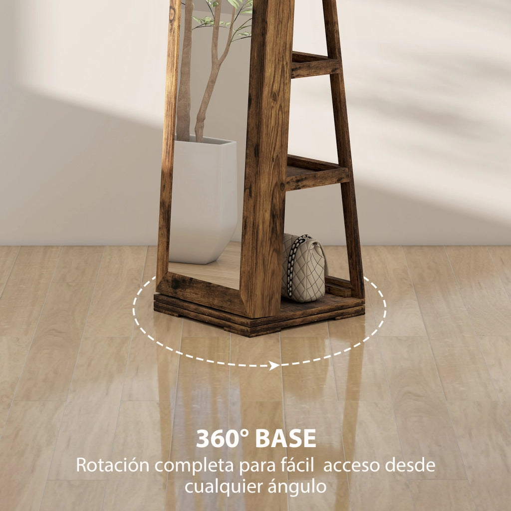 Armadio per Gioielli con Specchio e Chiusura ¨C Minimal ¨C 38x38x160 cm Marrone