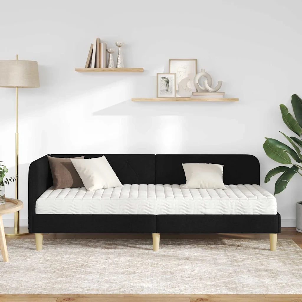 Cornice del letto ad angolo Nero 80 x 200 cm Tessuto 3394103