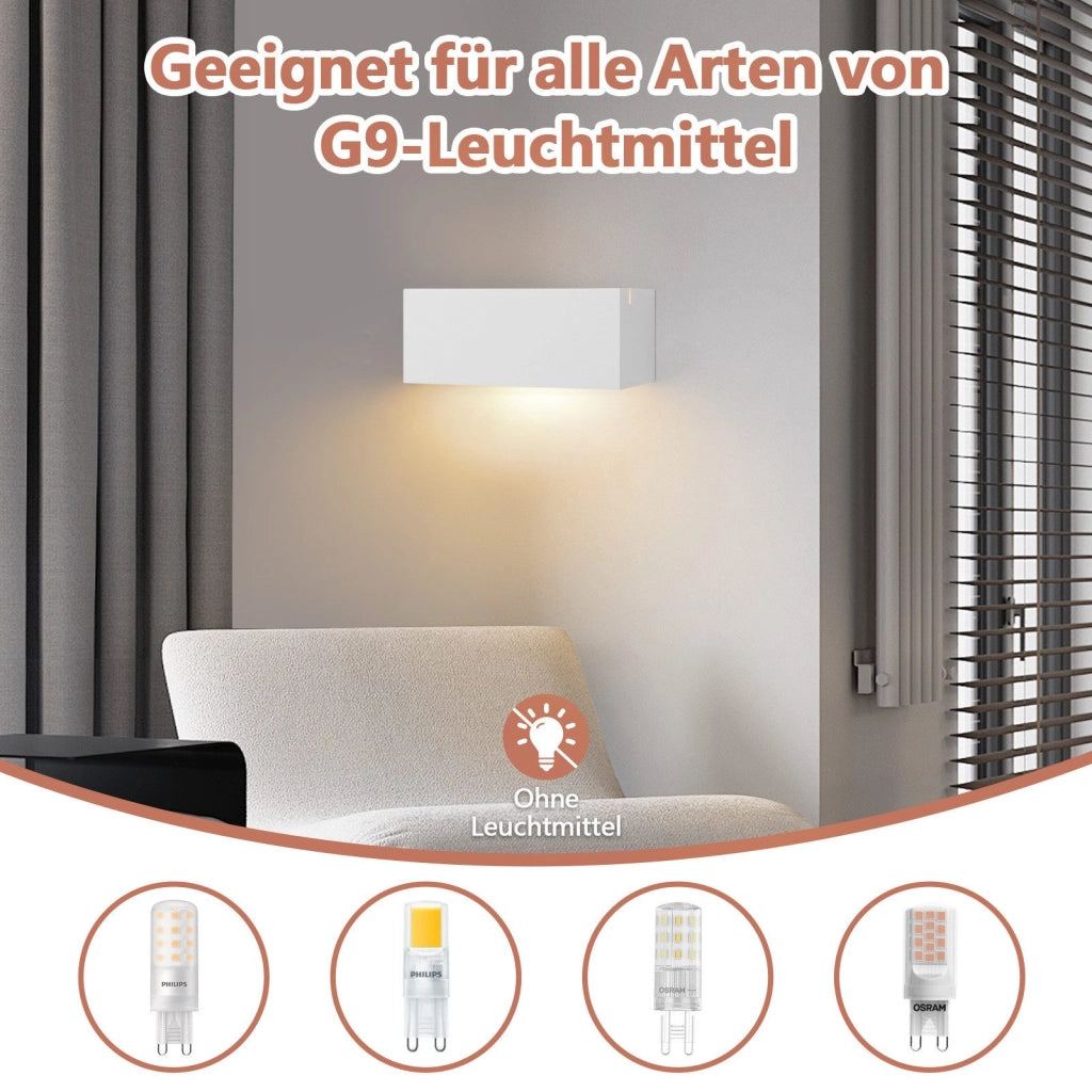 ZMH Applique G9 Lampada in gesso bianco per camera da letto corridoio scale