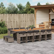 Set da Pranzo da Giardino 15 pz con Cuscini Grigio Polyrattan 3211178