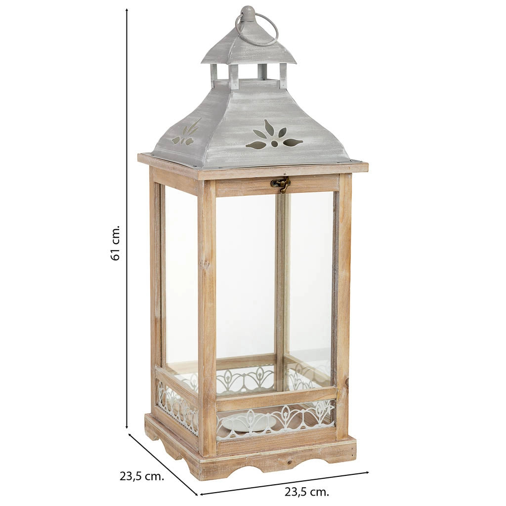 Lanterna in legno 23,5x23,5x61h cm