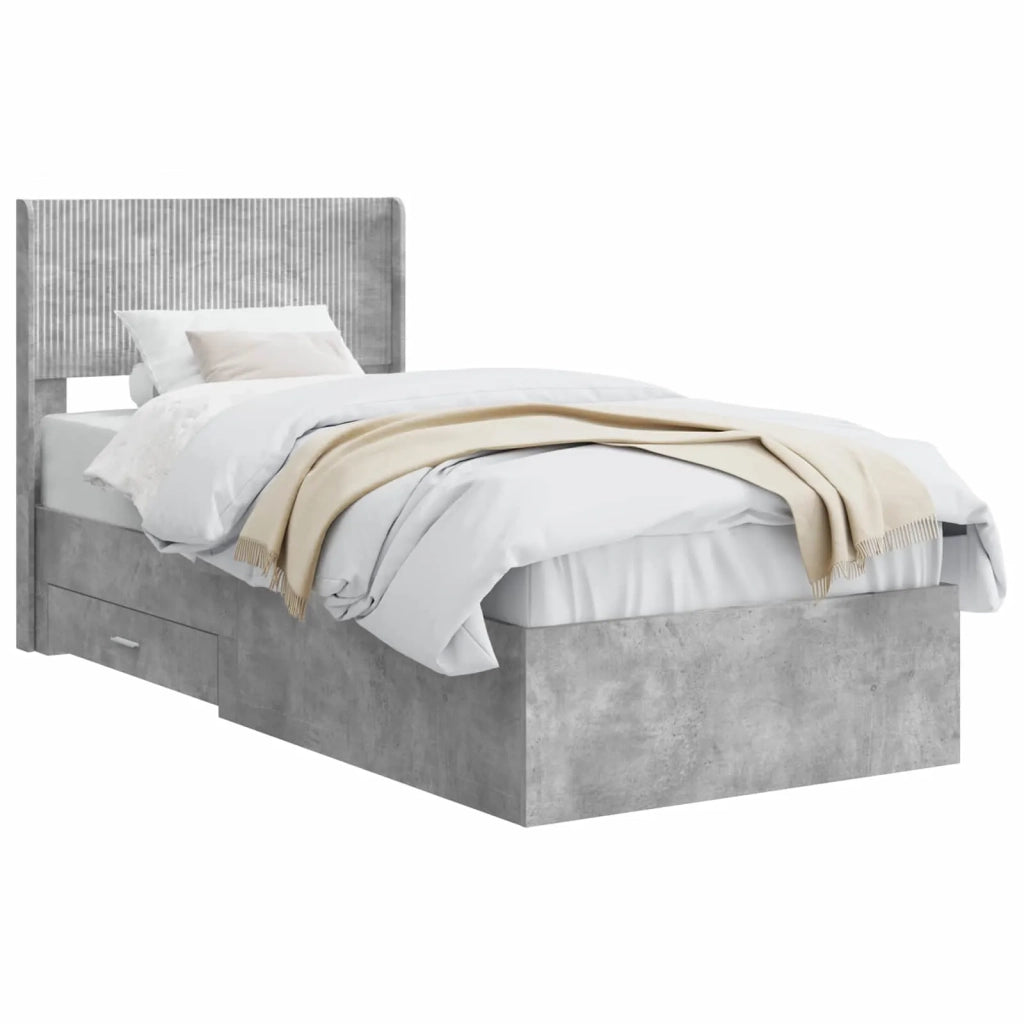 Struttura del letto con stoccaggio e testata Grigio Cemento 3414518