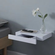 Mensola Hyvinkää con Cassetto Integrato Comodino Sospeso 39,5 x 25 x 5 cm Bianco [en.casa]