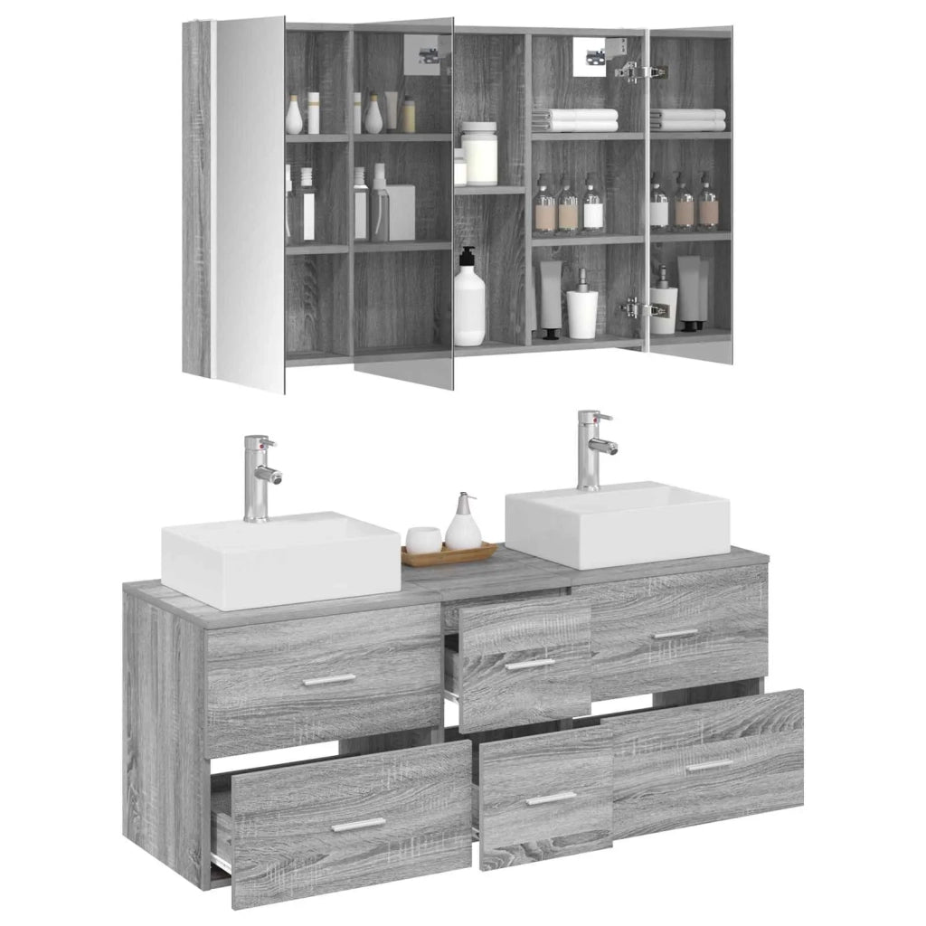 Set di mobili per il bagno 4 pz Sonoma grigio 3406828