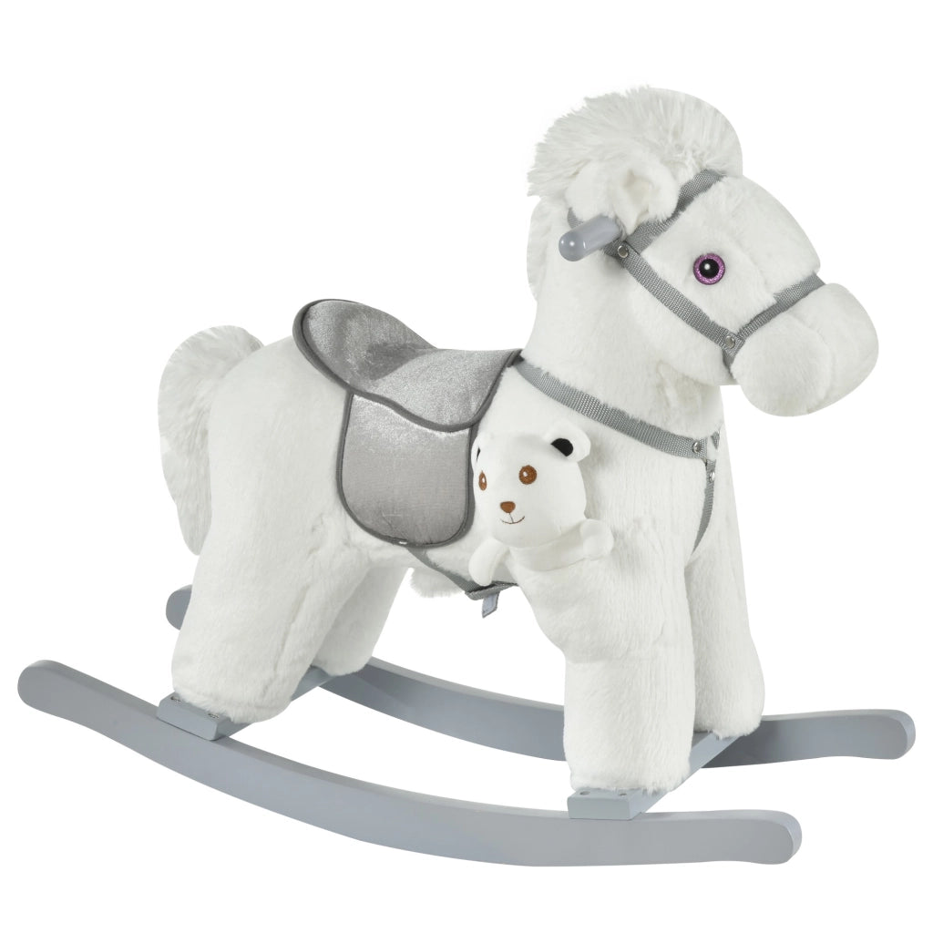 EasyComfort Cavallo a Dondolo con Suoni e Orsetto Incluso per Bimbi da 18-36 Mesi