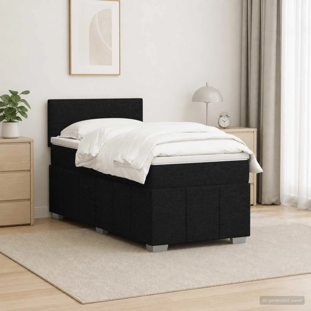 Letto box spring con materasso Nero 90 x 190 cm Tessuto 3452567