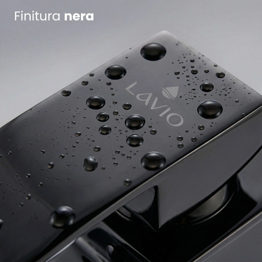 Rubinetto lavabo alto a cascata nero da appoggio miscelatore bagno EVIO