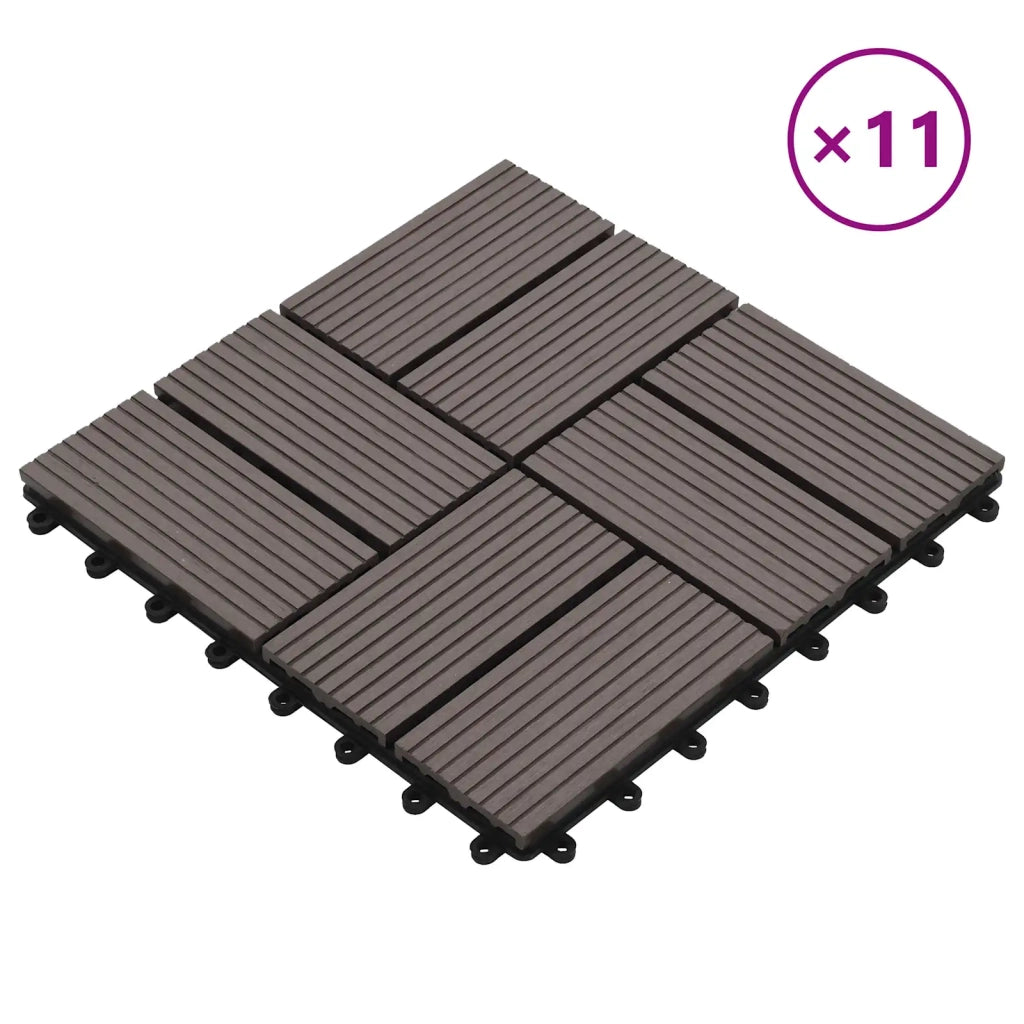 Piastrella per Decking 11 pcs Marrone Scuro 30 x 30 cm WPC 42046678