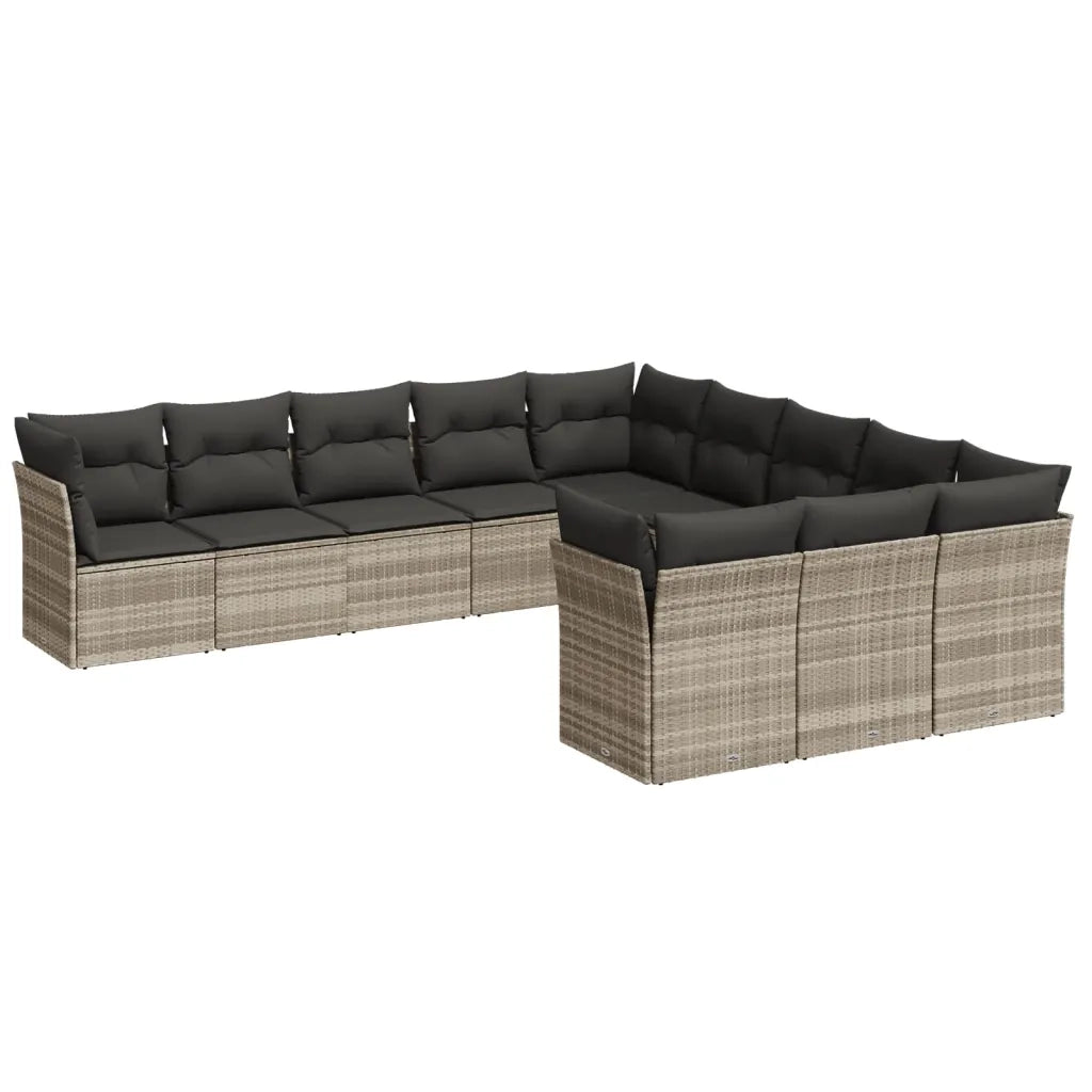 Set Divani da Giardino 11 pz con Cuscini in Polyrattan Grigio 3218412