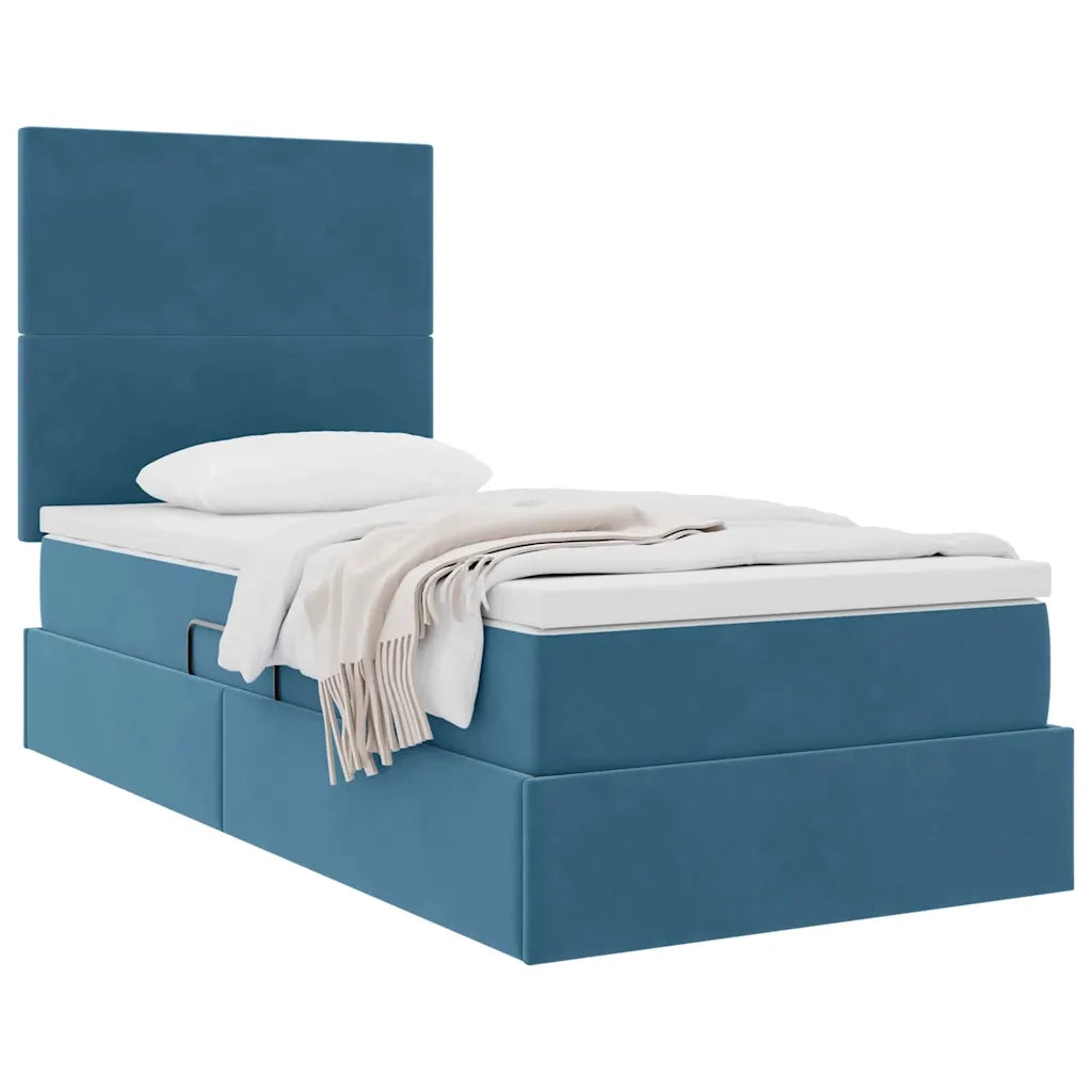 Letto con contenitore e materasso Blu Scuro 100 x 200 cm