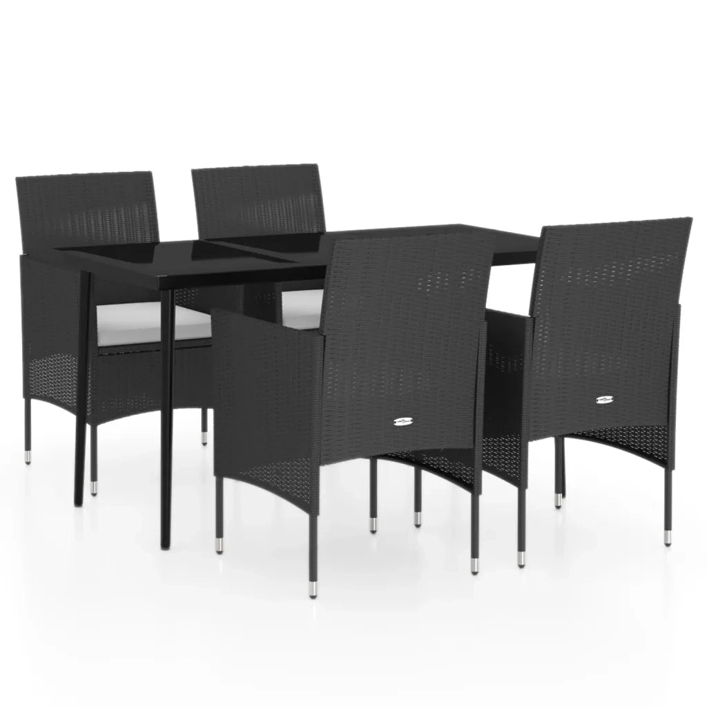 Set da Pranzo da Giardino 5 pz con Cuscini Nero 3099307