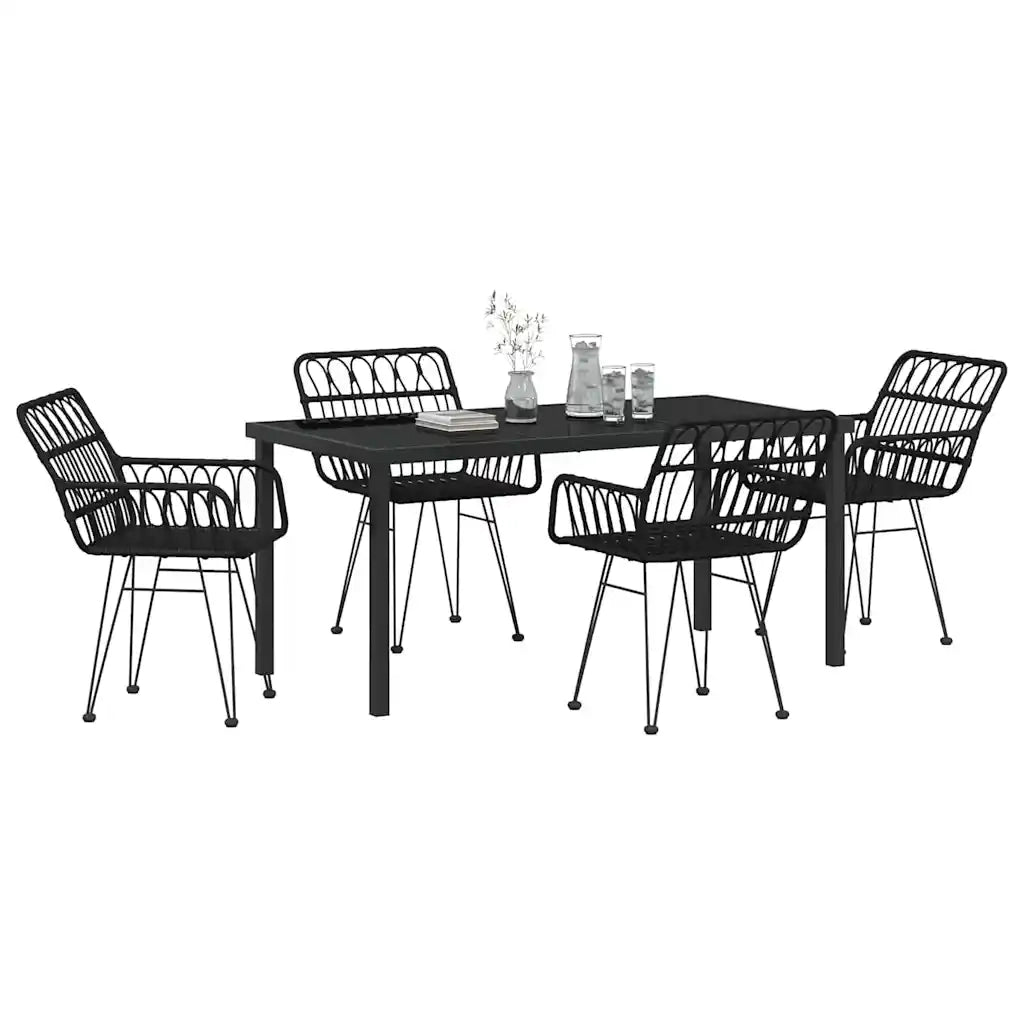 Set da Pranzo per Giardino 5 pcs Nero