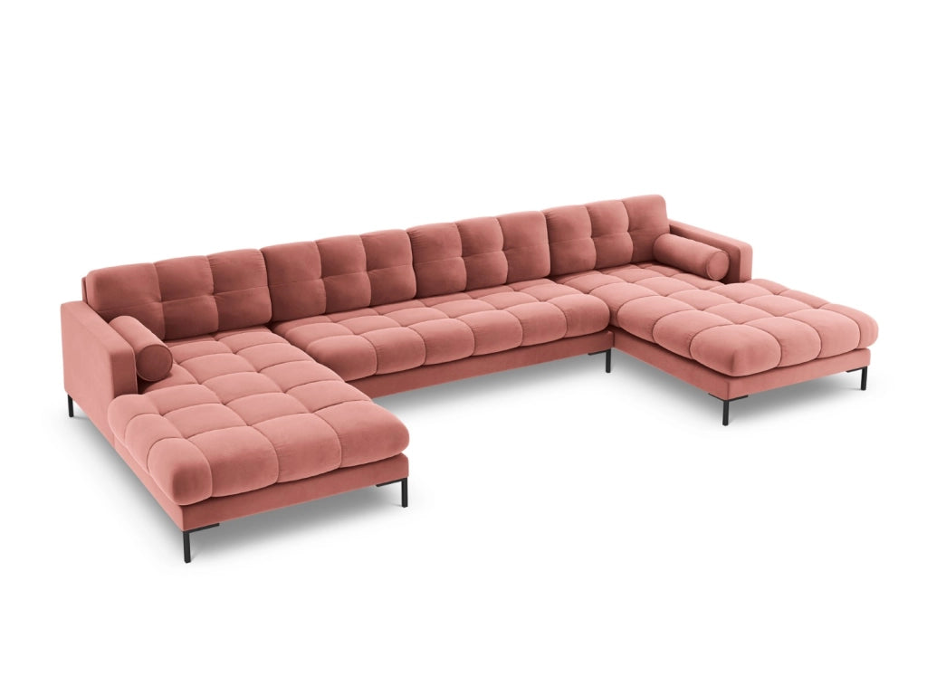 Cosmopolitan Design - Divano panoramico "Bali" 7 posti in velluto rosa 