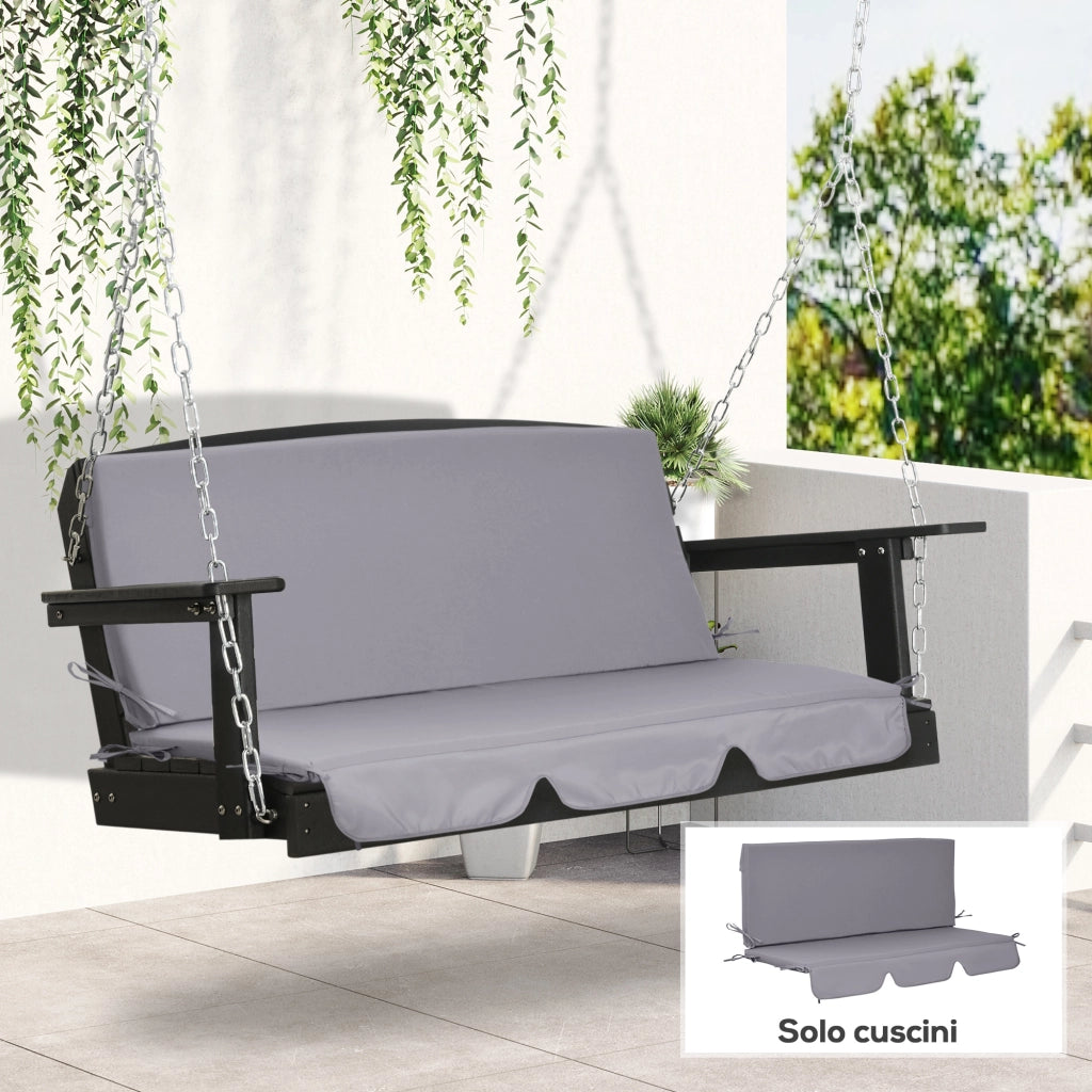 Cuscini per Divano Dondolo da Giardino 3 Posti ¨C Minimal ¨C Grigio, 2 Pezzi 130x45x5 cm