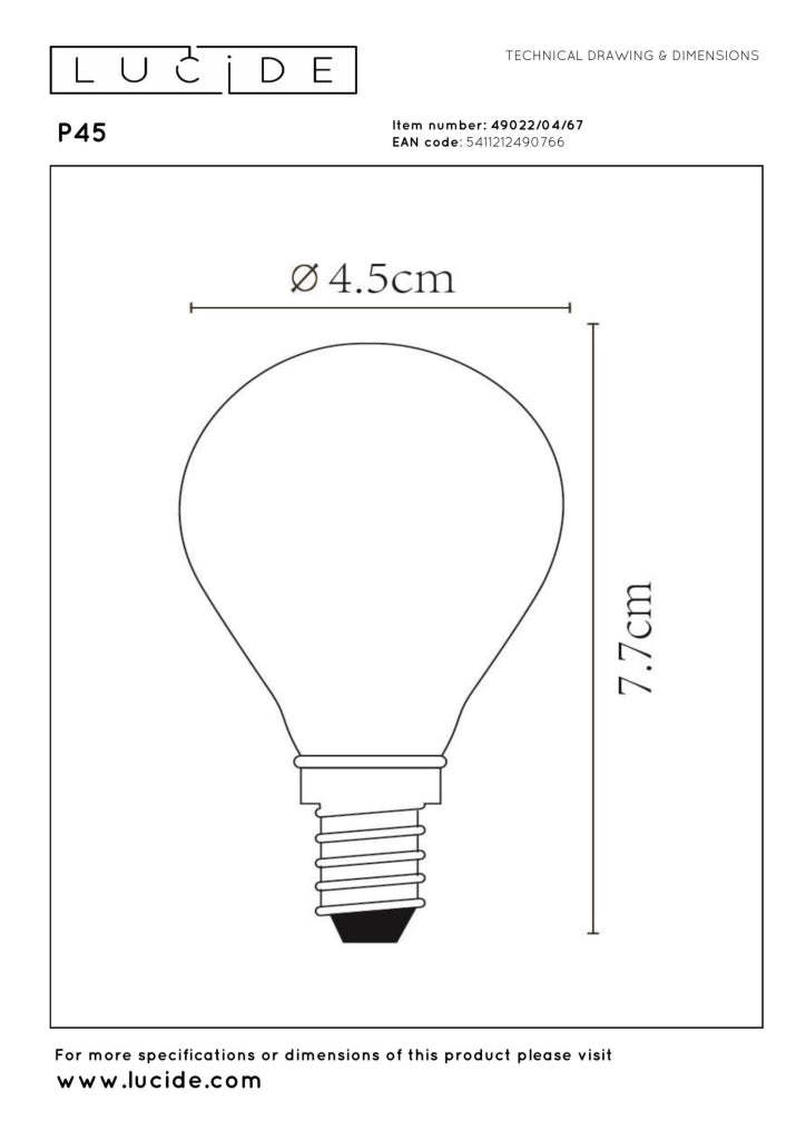 Lampadina LED E14 4W 2700K opalina Lucide
