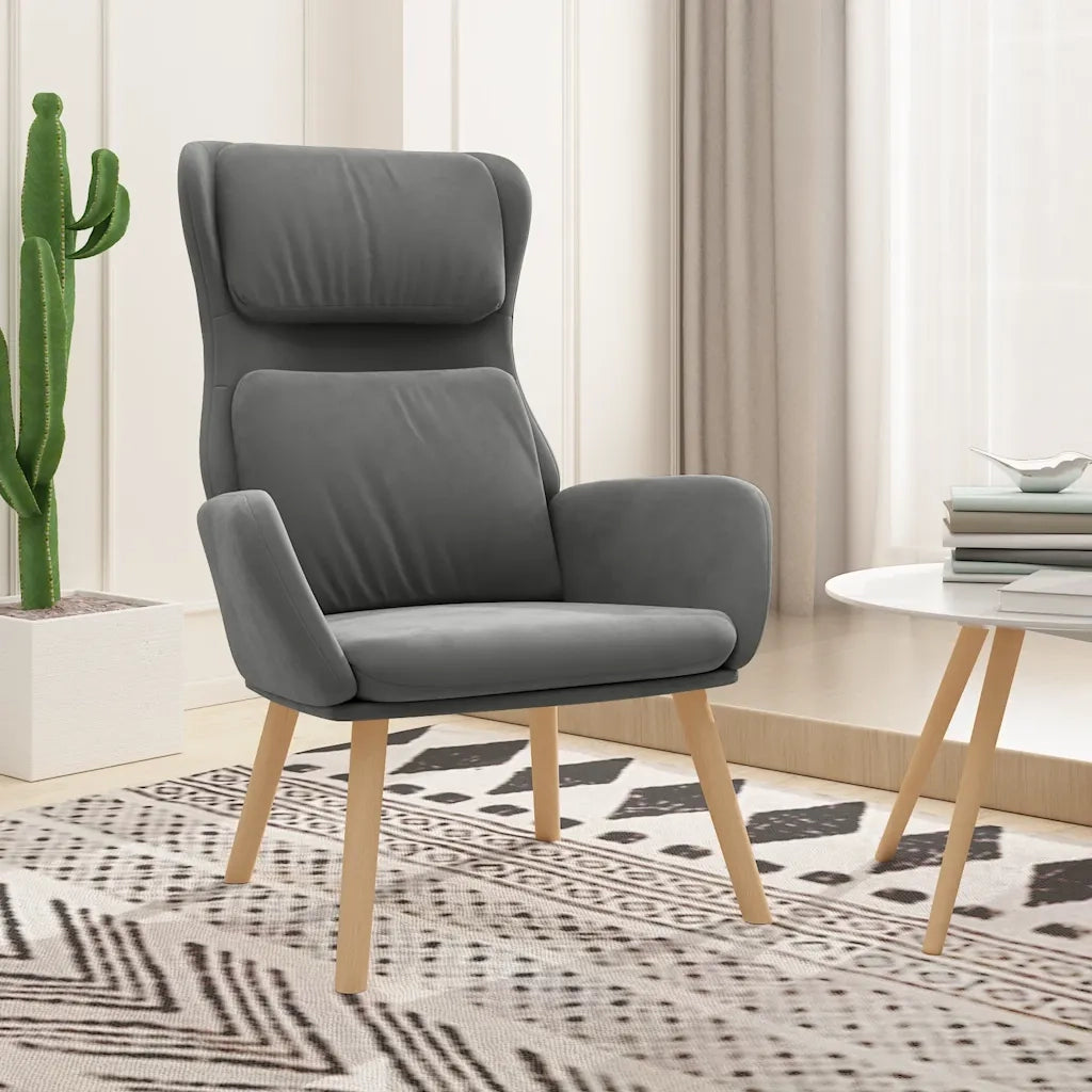 Poltrona | Sedia Relax Grigio Scuro in Velluto