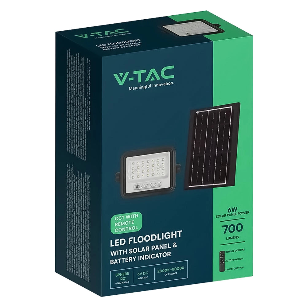 PROIETTORE A LED 'CCT' CON PANNELLO SOLARE 50W / 700 lumen  - VTAC