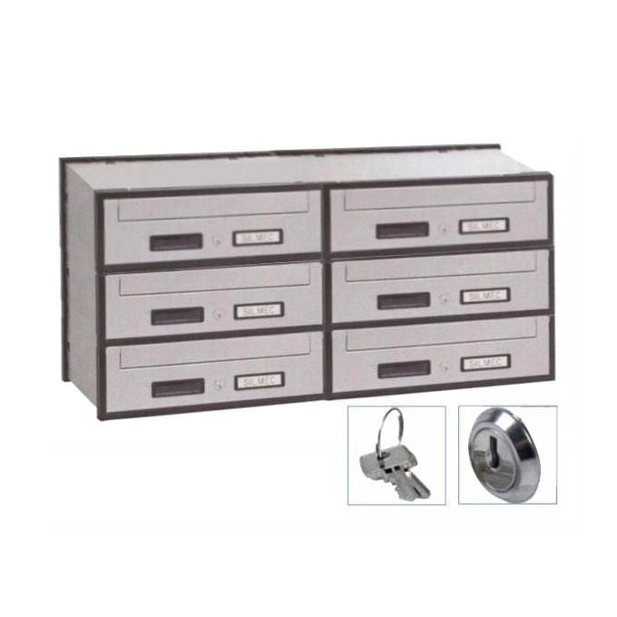 Silmec 6B2-501 SC5 Classic Casellario postale orizzontale 6 posti in acciaio zincato con portine oscillanti e serratura a cilindro colore Silver