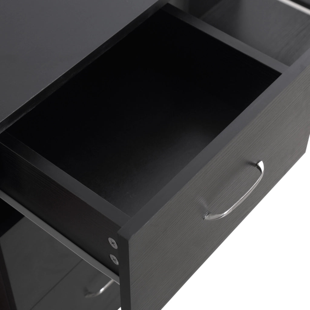 Scrivania per Computer con Cassetti e Ripiani ¨C Xylo ¨C Legno MDF Nero 120x49x72 cm