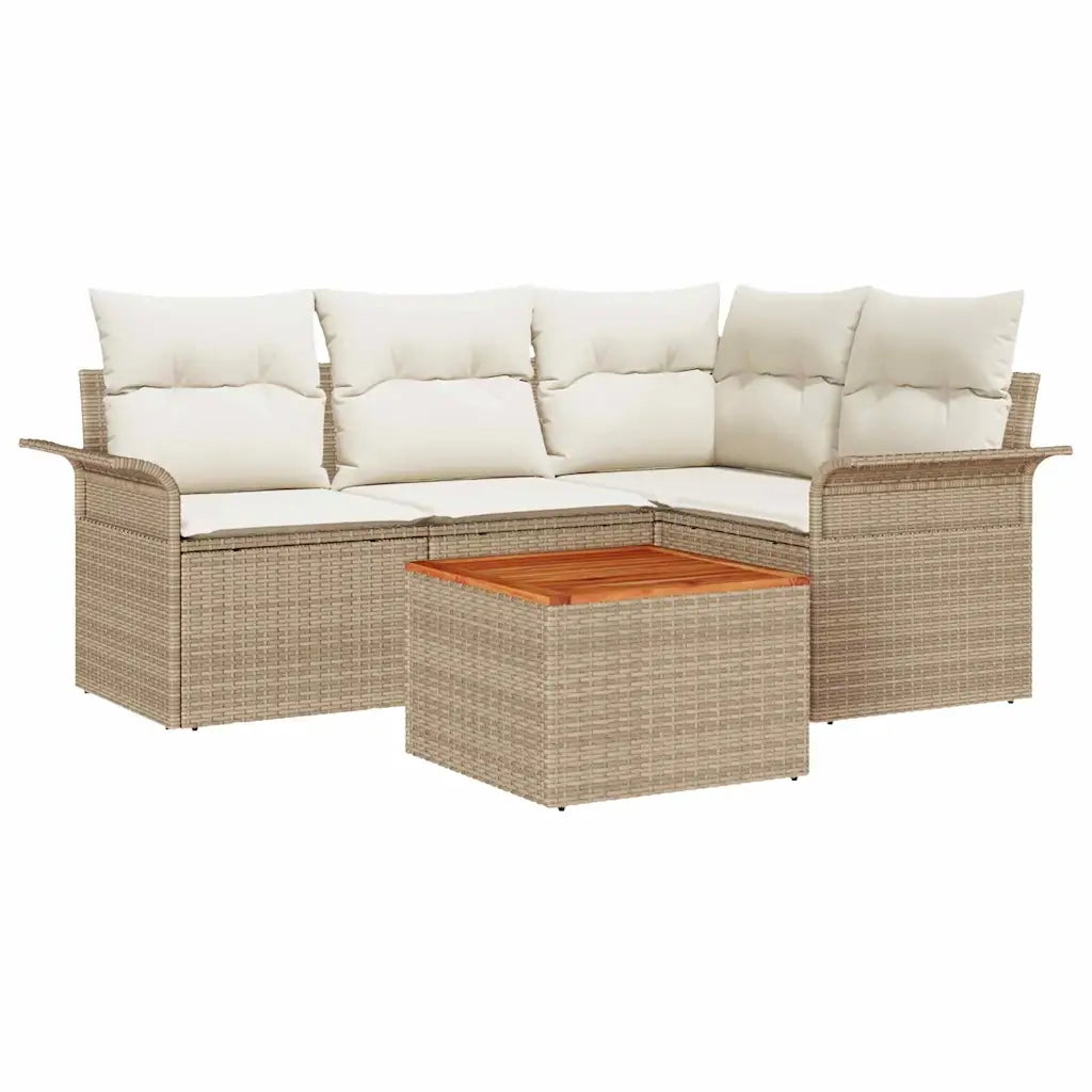 Set Divano da Giardino con cuscino 5 pcs Beige polyrattan 3347323