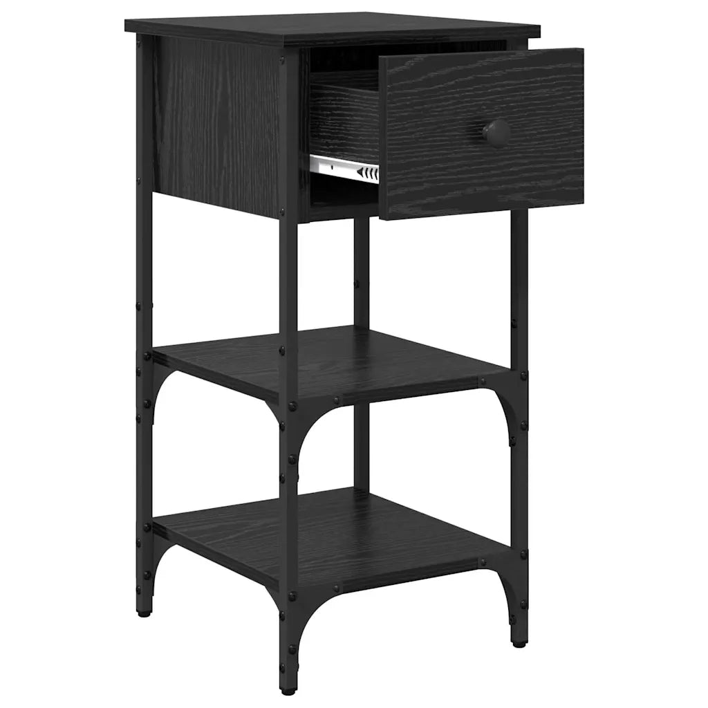 Armadio da Notte con cassetto Rovere Nero 33.5 x 36 x 70 cm 871240