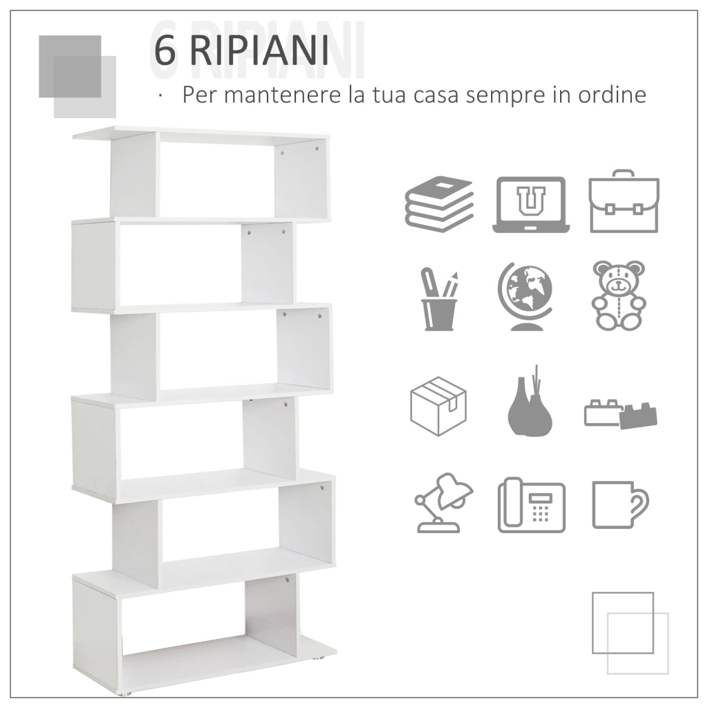 Libreria in Legno ¨C zephmum ¨C Bianco 80x24x191 cm