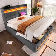 Letto matrimoniale 160x200 - Xylo - LED, Grigio