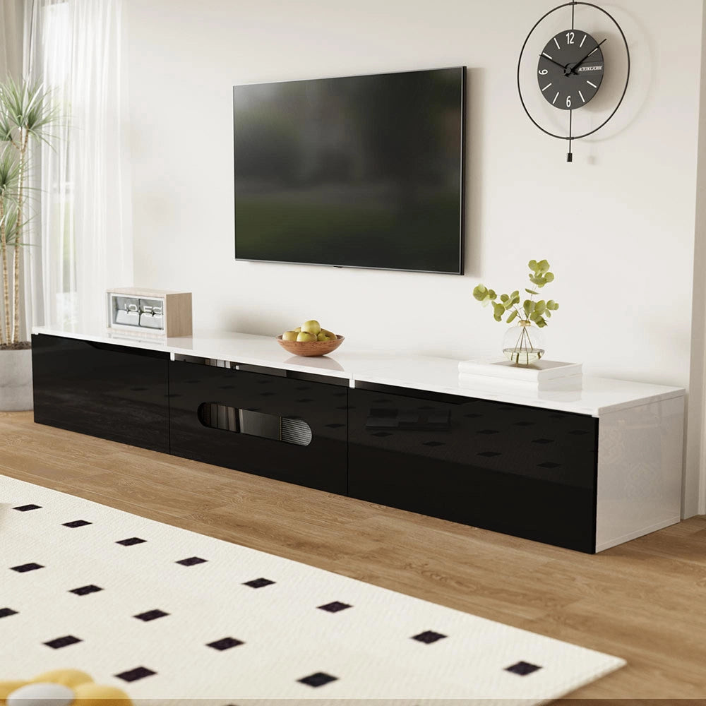 Mobile TV bicolore - Xylo - 180cm lucido LED RGB fissaggio a muro