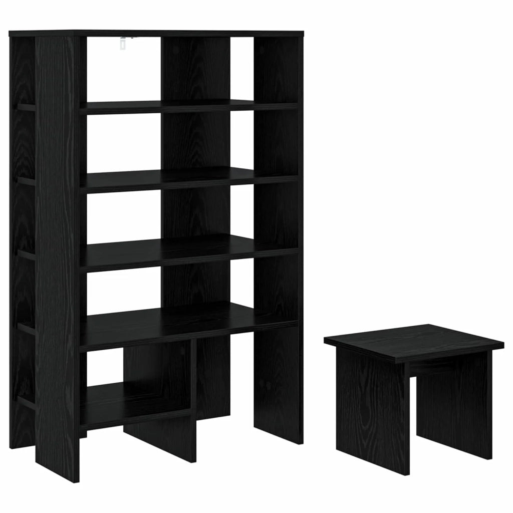 Mobile per scarpe 2 pcs Rovere Nero Legno multistrato 8000381