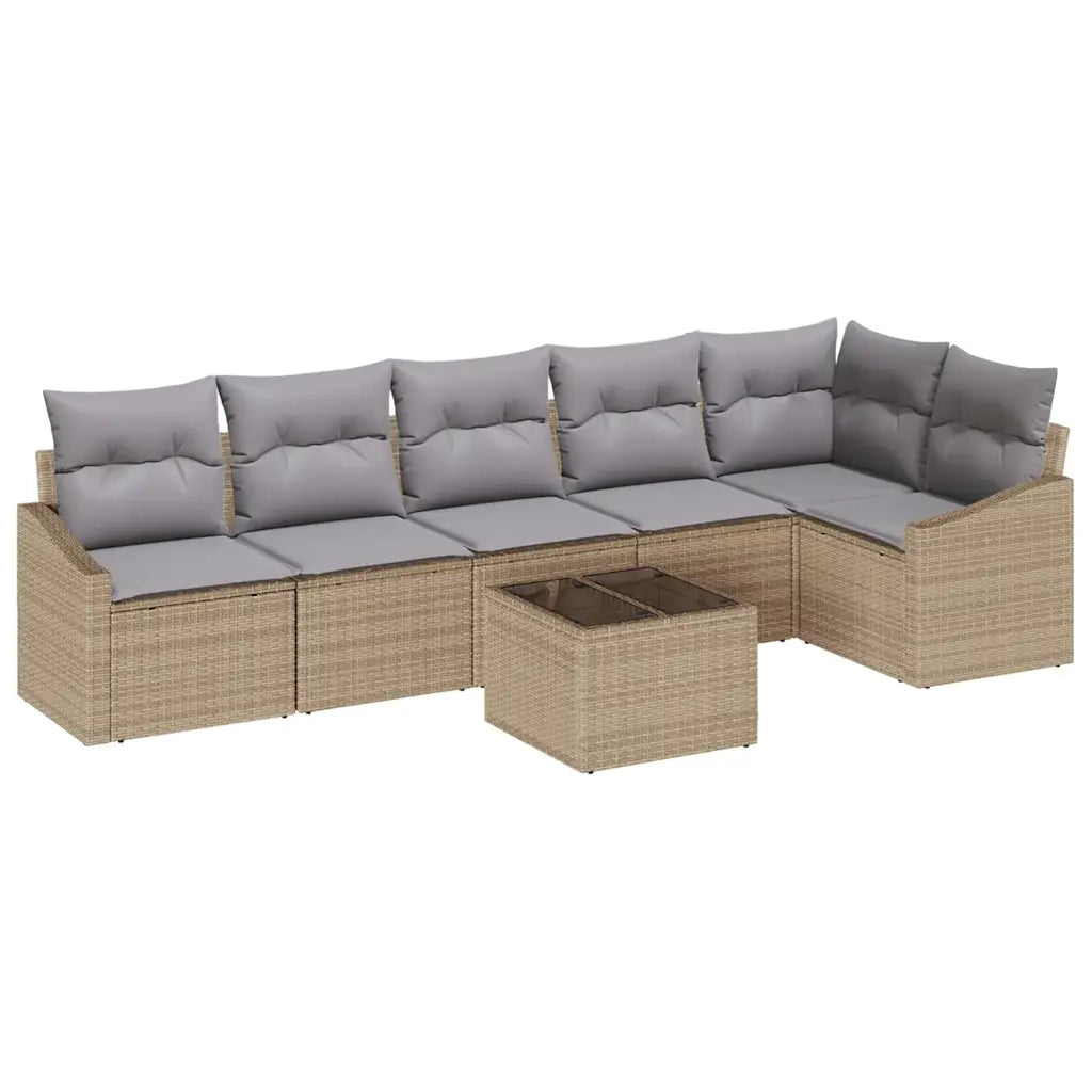 Set di divani con cuscino 7 pcs Beige polyrattan 3346750
