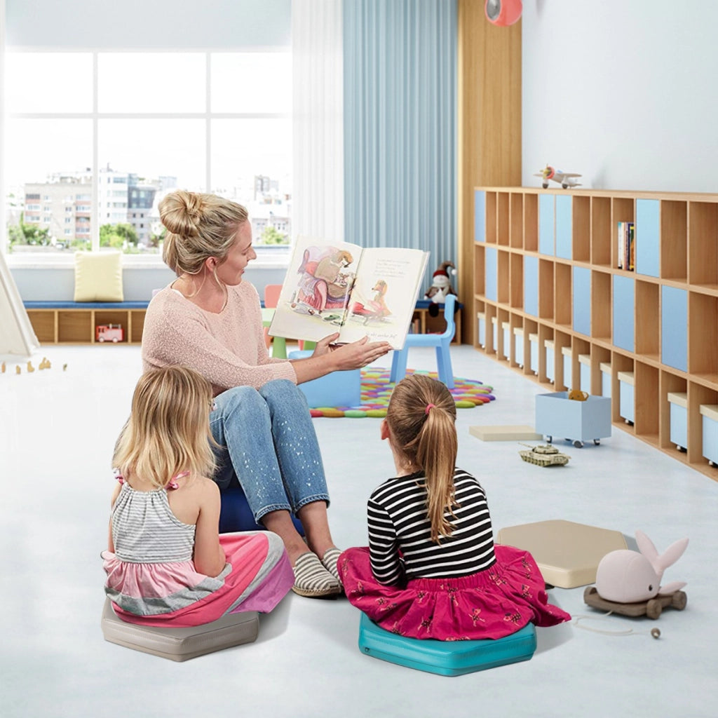 Set di 6 cuscini esagonali morbidi con maniglie per bambini, Sedili portatili e flessibili per scuola Morandi