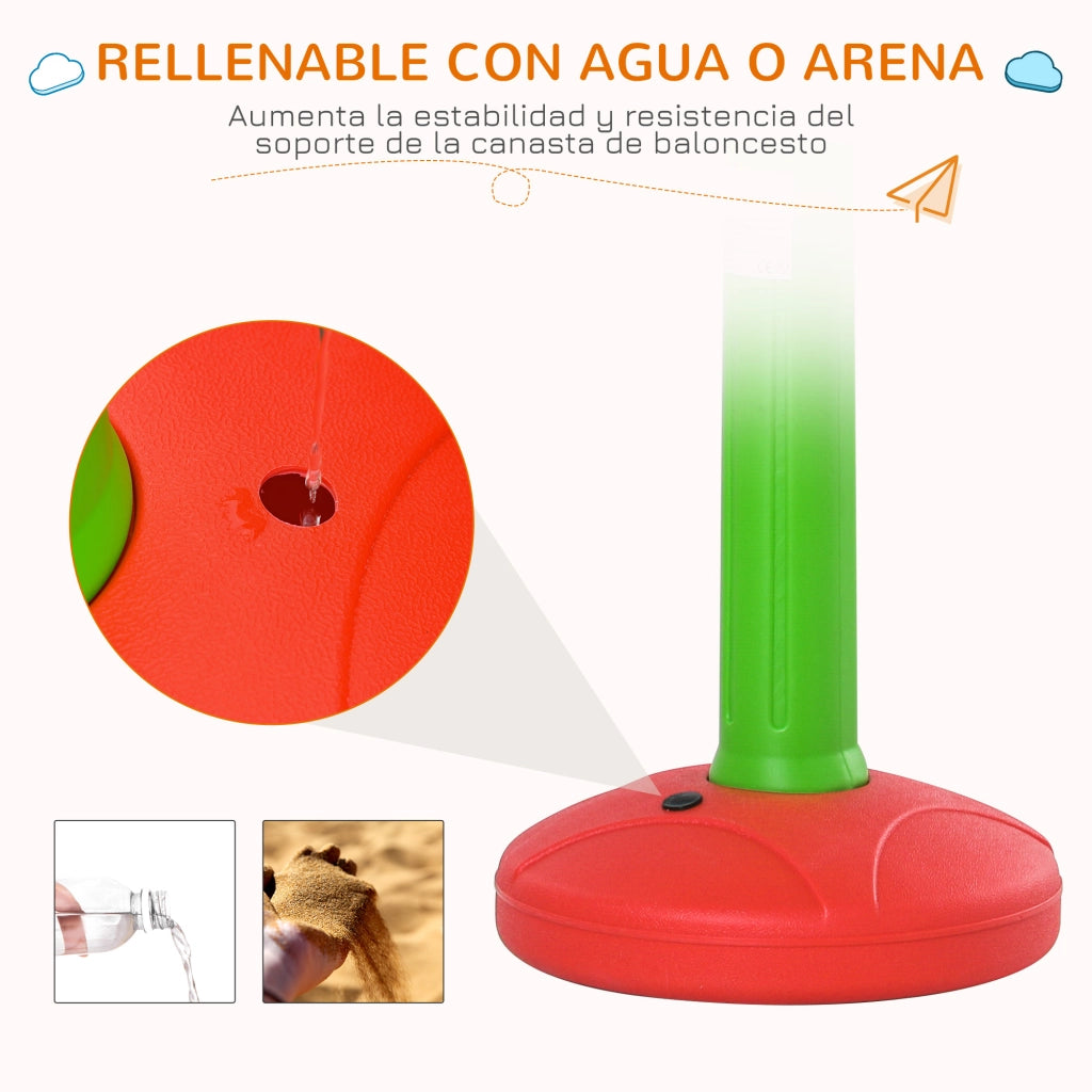 Canestro da Basket Regolabile per Bambini ¨C Minimal ¨C 52.5x44x120-160 cm Multicolore