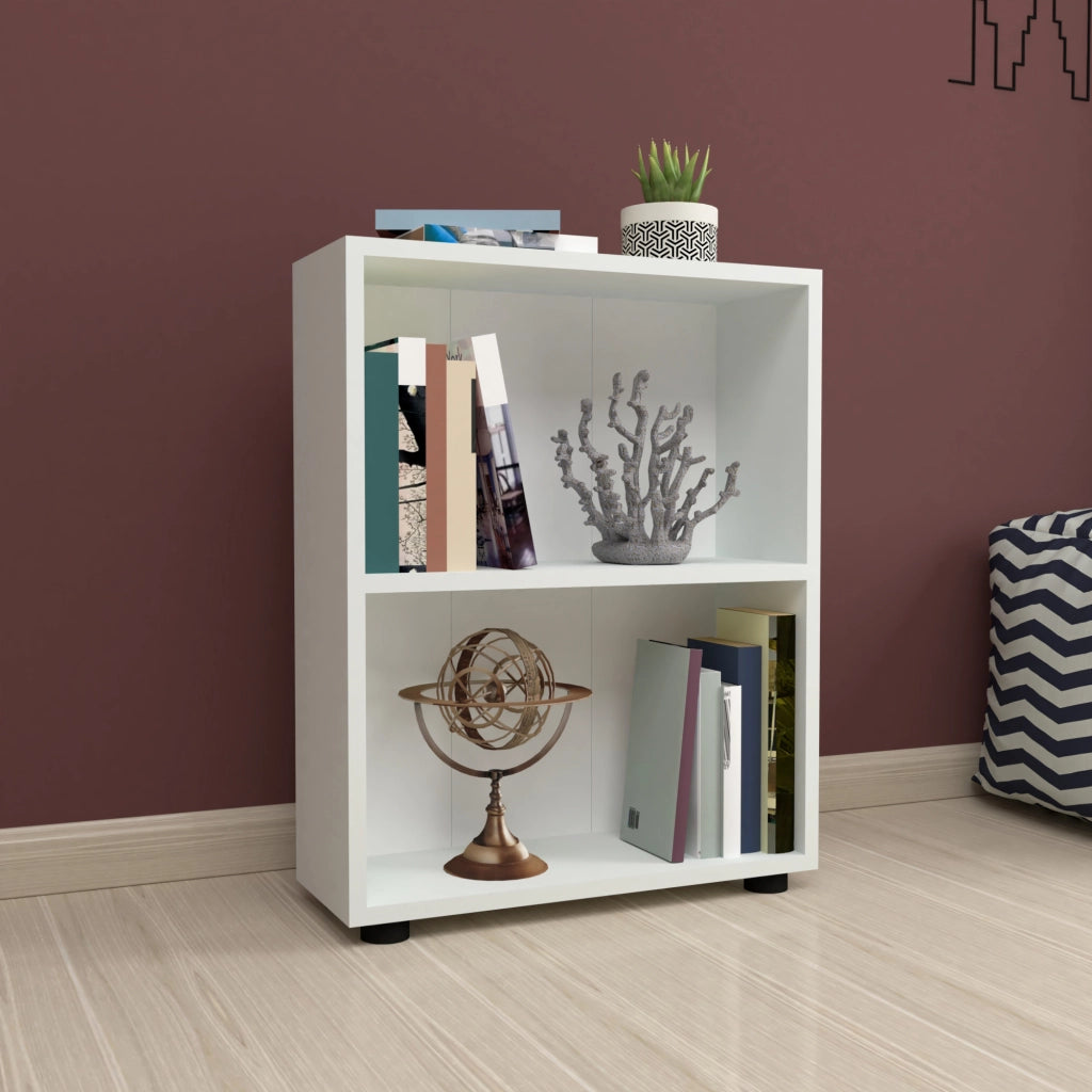 Libreria 'Vara' Altezza: 72 cm Scaffale a Terra con 2 Scomparti Aperti - Bianco [en.casa]