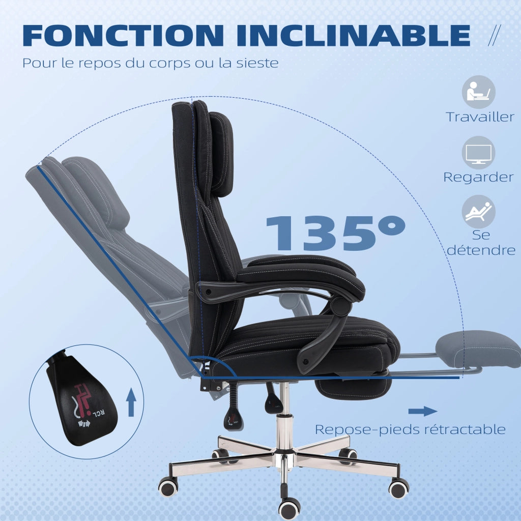 Sedia da ufficio girevole con schienale reclinabile e altezza regolabile ¨C zephmum ¨C 65x61x105-113 cm nero