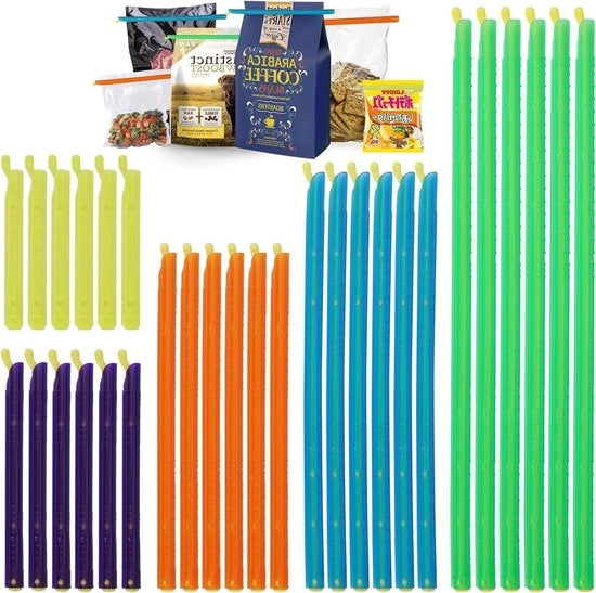 Clip per sacchetto, 25 pezzi, diverse misure, riutilizzabile, conservazione alimentare