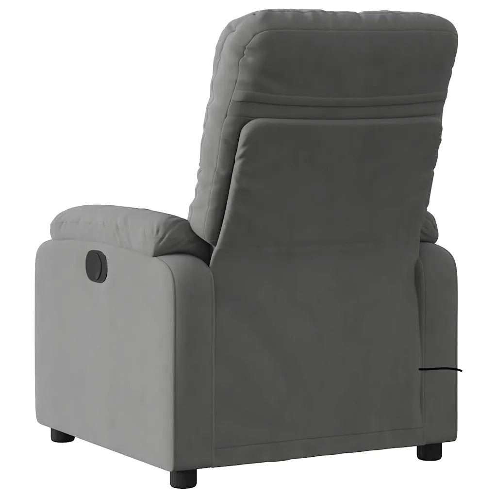 Poltrona | Sedia Relax Reclinabile Massaggio Grigio Scuro Tessuto Microfibra