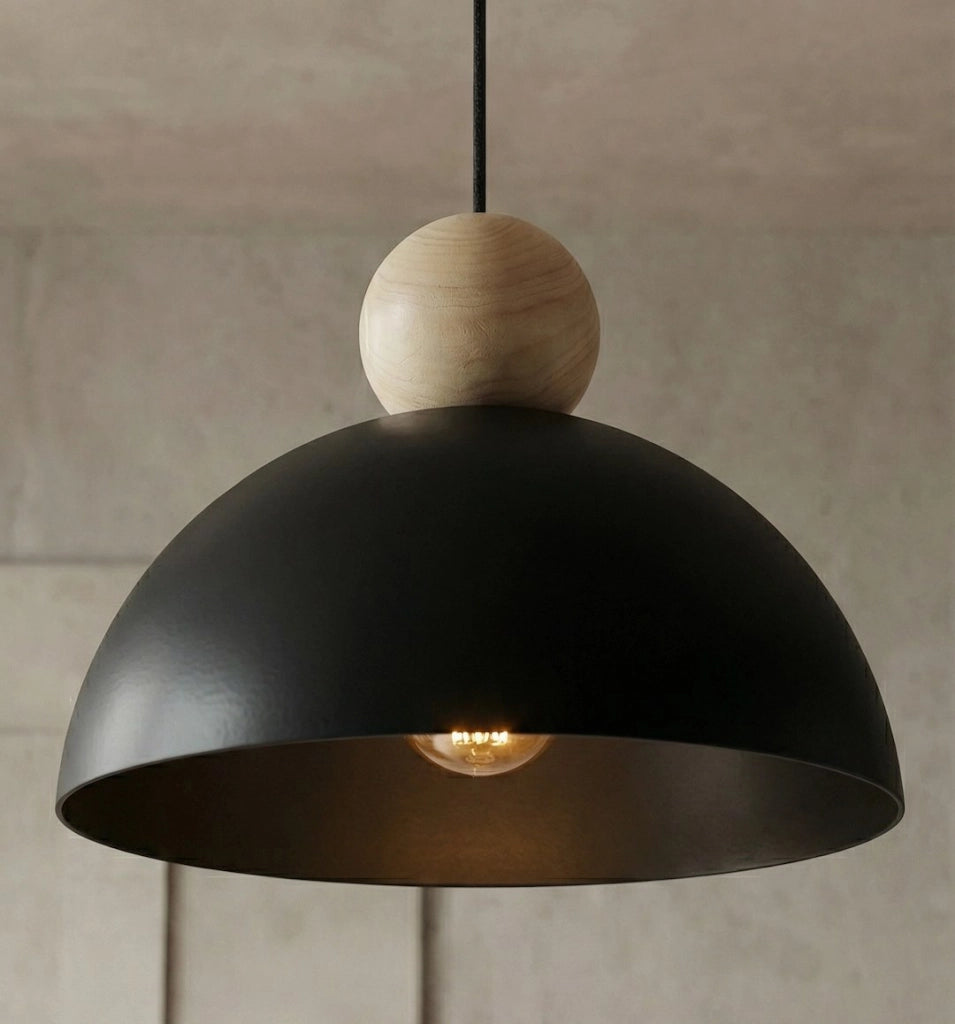Lampada a sospensione KAKI 1xE27 nera beige Emibig