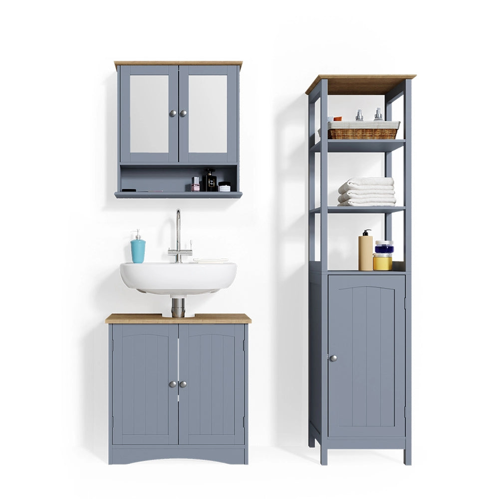 Vicco Set mobili bagno Grigio 3 parti, con colonna