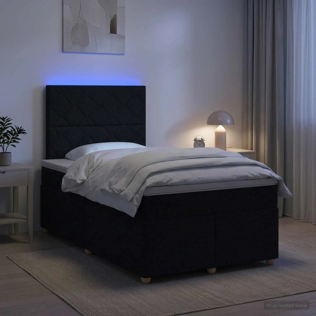 Letto box spring con materasso Nero 120 x 200 cm Tessuto 3455331
