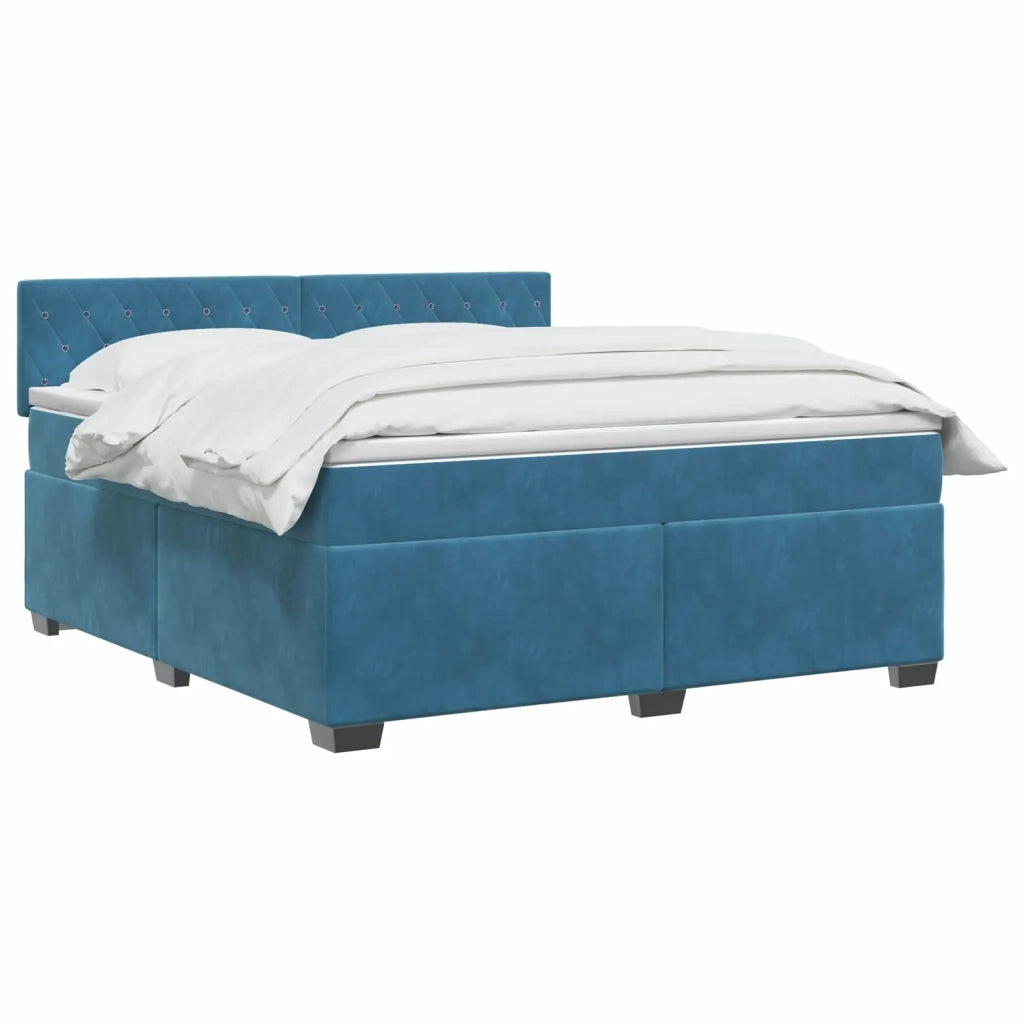 Letto con Box Spring, Materasso e LED Blu 140 x 200 cm Velluto 3452190