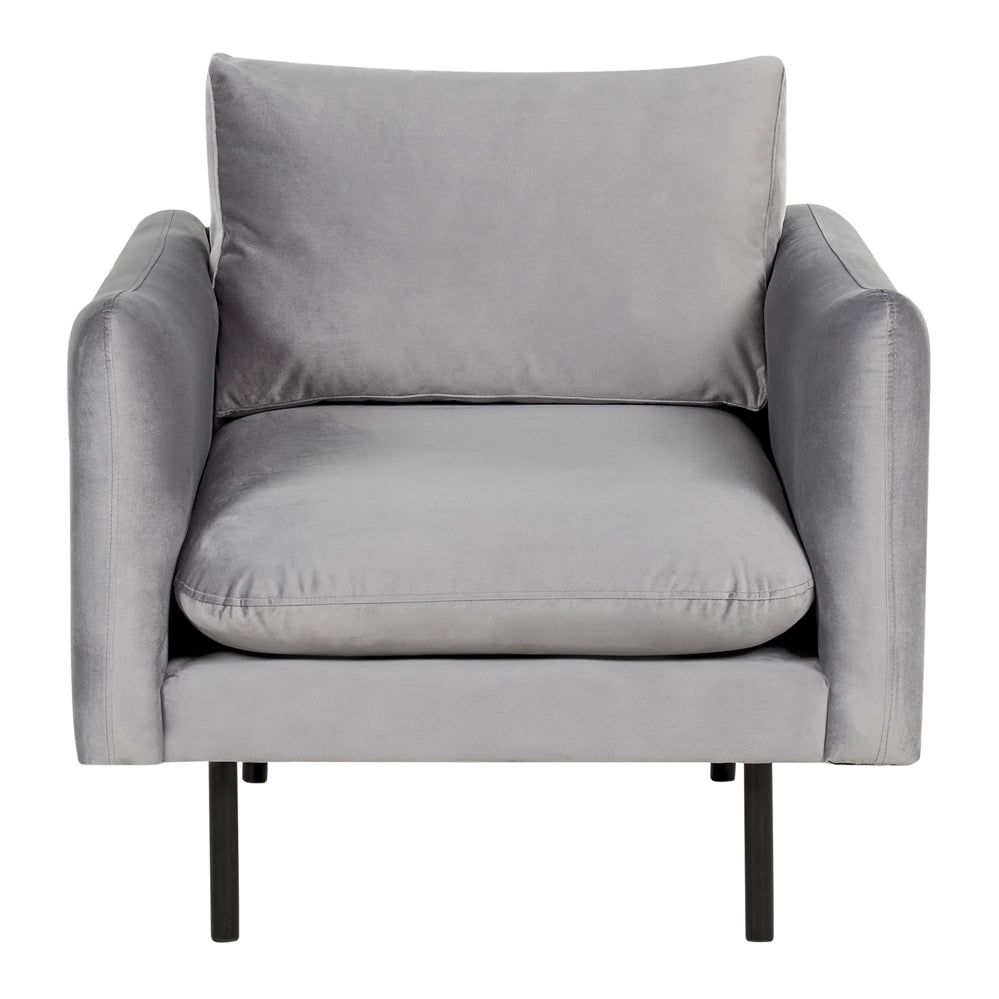 Poltrona moderna in velluto grigio con gambe nere Stile Retrò Moderno