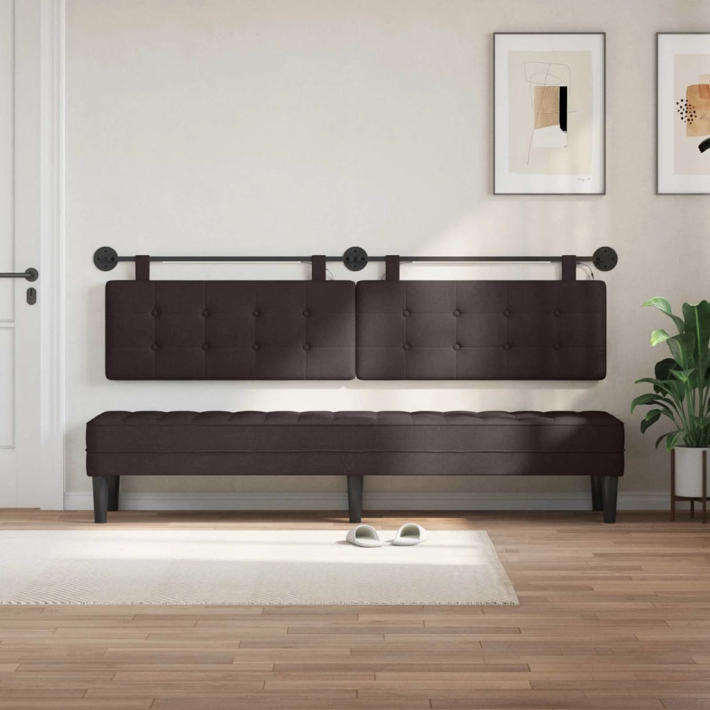 Testiera | Testata sospesa Con luce LED Marrone Scuro Tessuto