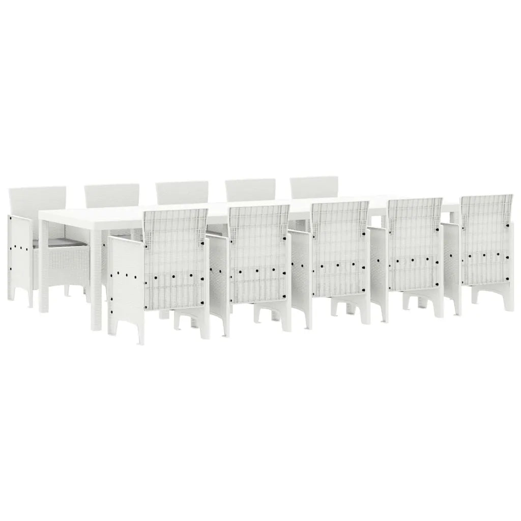 Set da Pranzo per Giardino 11 pcs Bianco e Grigio chiaro
