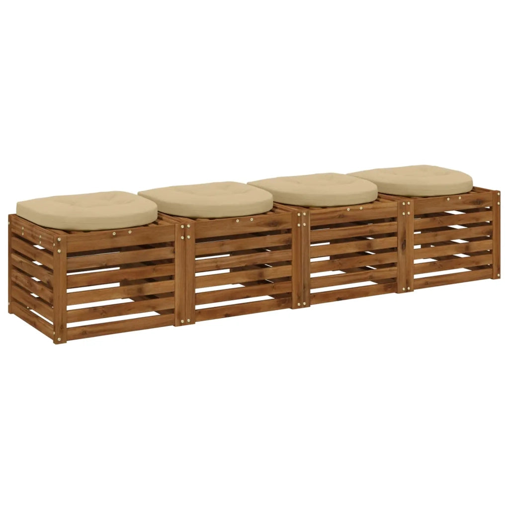 Cuscini per Sedia in 4 Pezzi 4 pz 100% Poliestere Beige 945323