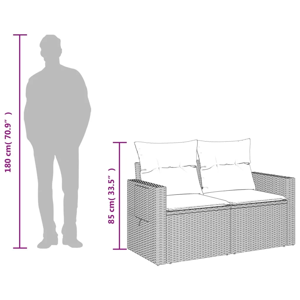Divano da Giardino con Cuscini 2 Posti Grigio in Polyrattan 366123
