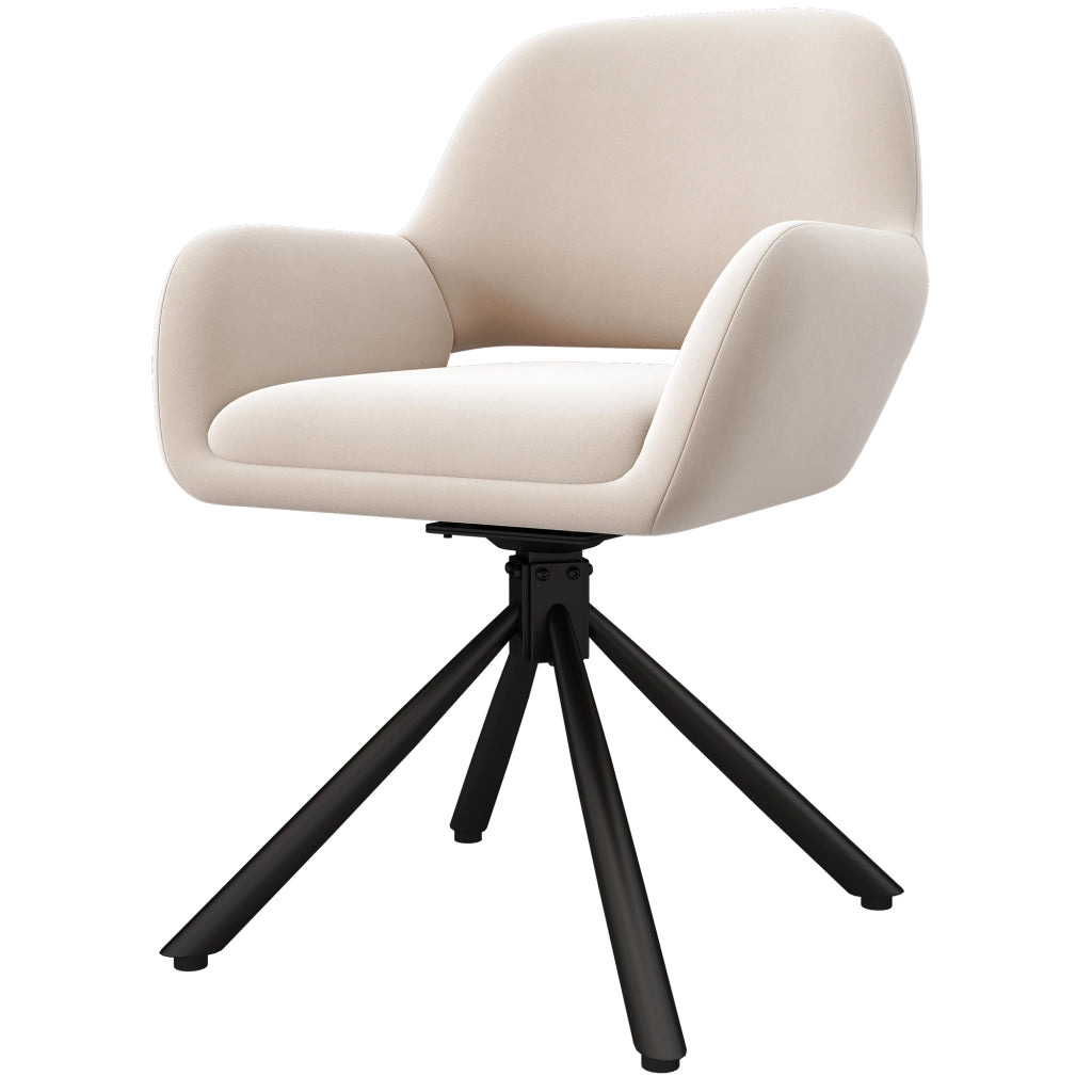 Sedia da pranzo moderna e liscia - Zephmum- Drehbar, Samt, 2er-set, Beige