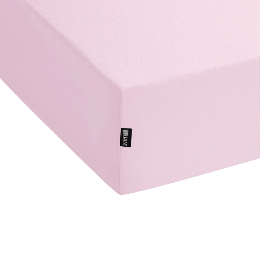 Lenzuolo con angoli cotone rosa pastello 200 x 200 cm con bordi elastici modello classico a tinta unita camera da letto classica