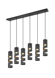 Lampada a sospensione nera STREAM Trio 6xGU10 150cm