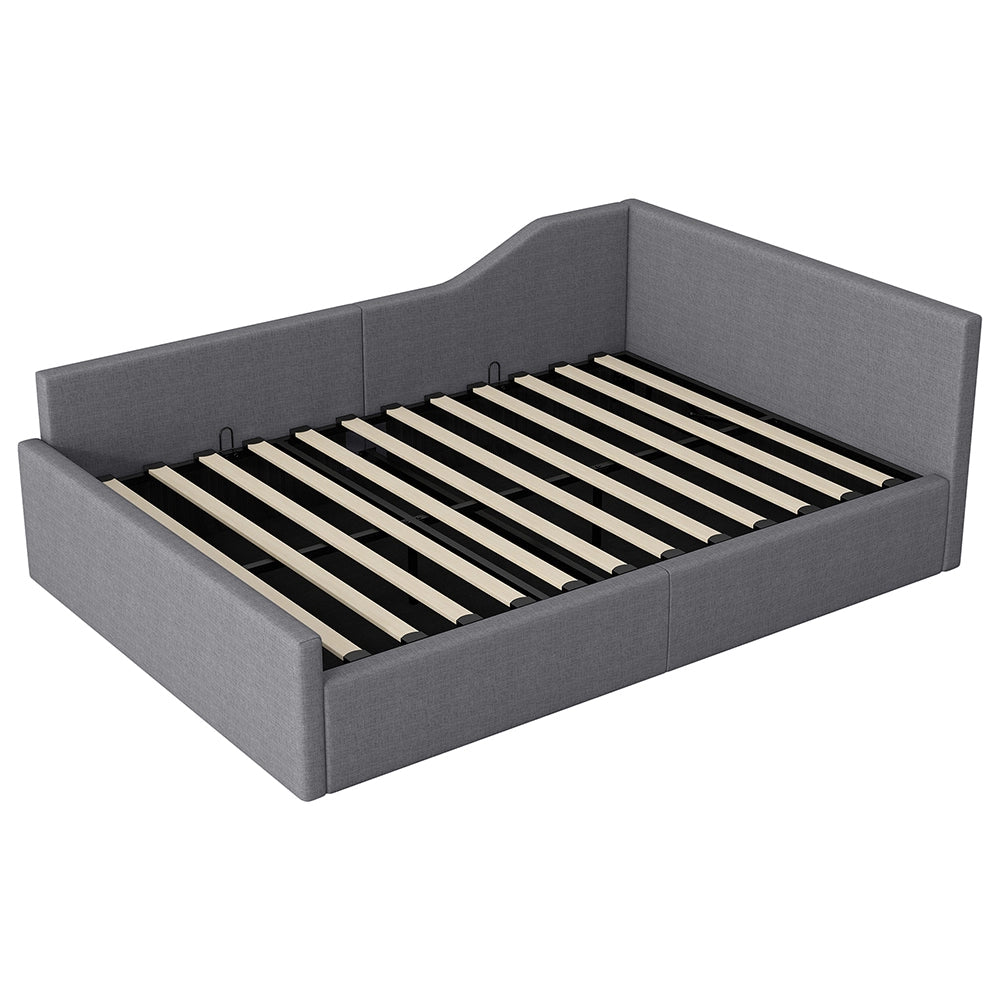 Letto imbottito - Xylo - 140x200cm con contenitore, grigio